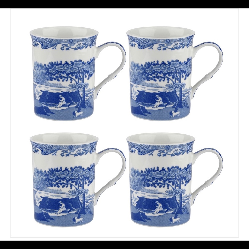 Spode Blue Italian 12 oz Mugs Set of 4